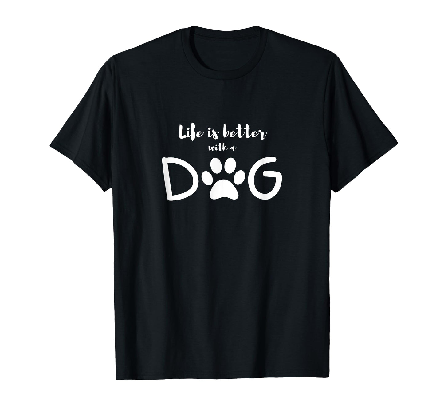 Culture Bloc Dog Lover, Life is Better with a Dog Unisex-Adults Black Small T-Shirt