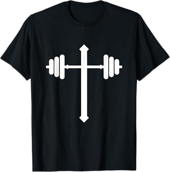 Barbell Dumbbell Cross Christian Jesus Gym Workout Lifting T-Shirt