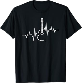 Acoustic Guitar Heartbeat In Vintage Music Instrument T-Shirt