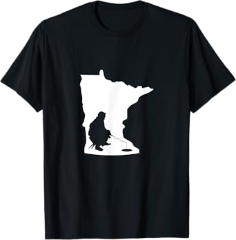 Minnesota MN State Map Ice Fishing T-Shirt T-Shirt