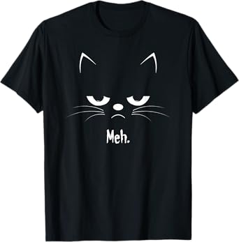 Sarcastic Funny Angry Cat MEH Halloween Costume T-Shirt