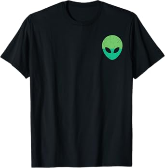 Alien Face Head Pocket UFO Extraterrestrial Men Women Kids T-Shirt