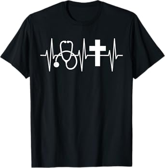 Christian Nurse Shirt Religious Nursing Jesus Heartbeat T-Shirt