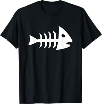 Cool White Piranha Fish Skeleton T-Shirt