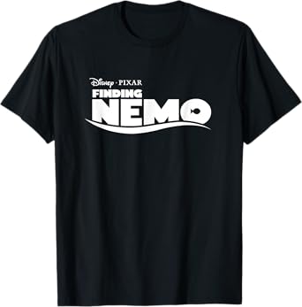 PIXAR Disney PIXAR Finding Nemo Logo T-Shirt - Unisex-Adults and Kids - Black - Short Sleeve - Small