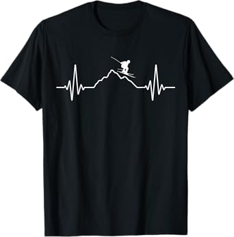 Skiing Heartbeat Ski Gift For Skiers T-Shirt