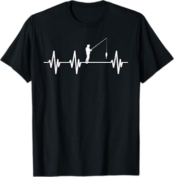 Heart rate fisherman heart line angler gift fishing rod T-Shirt