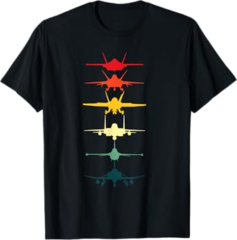Vintage Air Force Fighter Jets F-4 F-111 F-15 F-16 F-22 F-35 T-Shirt