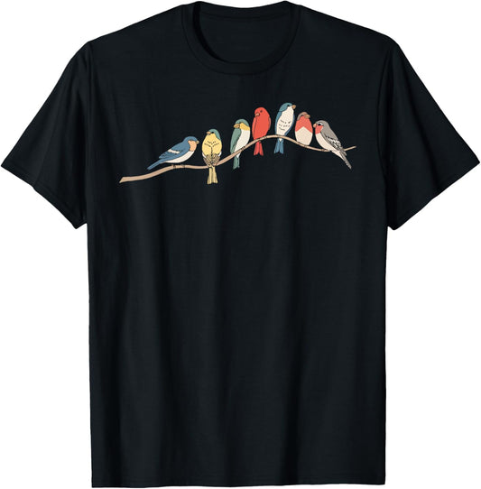 Charming Birds On A Branch Nature Lovers Design T-Shirt