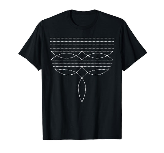 Western Boot Stitch Cowboy and Cowgirl Rodeo T-Shirt