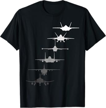 Air Force Fighter Jets F-4 F-111 F-15 F-16 F-22 F-35 Veteran T-Shirt