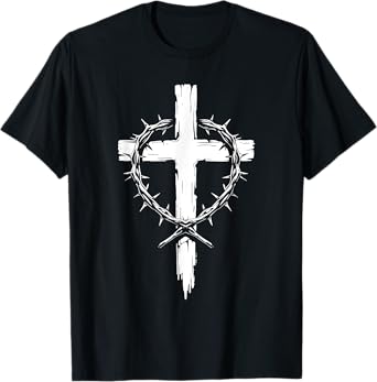 Christian Cross Punk Art Style Crown of Thorns Jesus Christ T-Shirt