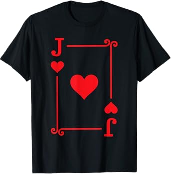Playing Card Costume Tees & Gifts - Jack Card Hearts Suit T-Shirt - Black - Small - Unisex-Adult - Short Sleeve - Classic Fit