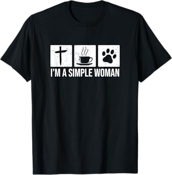 I'm A Simple Woman - Jesus Coffee & Cats T-Shirt
