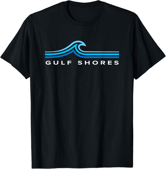 Gulf Shores Alabama Waves Vintage Mens Womens Boys Souvenir T-Shirt