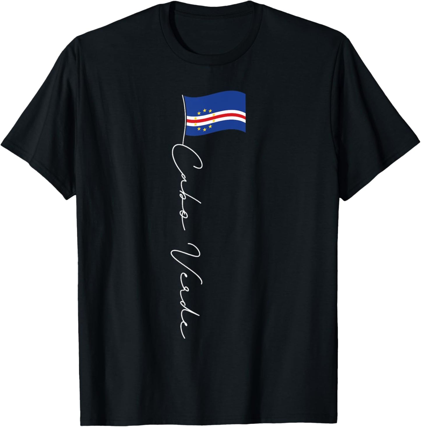 Cabo Verde Signature Flag Pole Patriotic Cape Verdean Flag T-Shirt