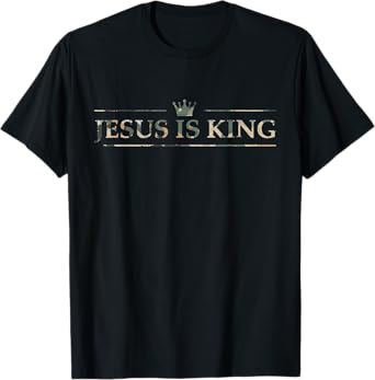Vintage Camo Christian Jesus is King Design Crown Camo T-Shirt