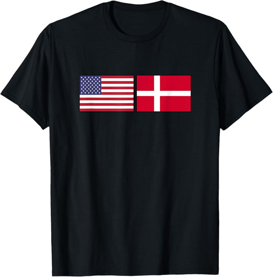 USA Denmark Flag Danish American Flags Design Hygge US T-Shirt