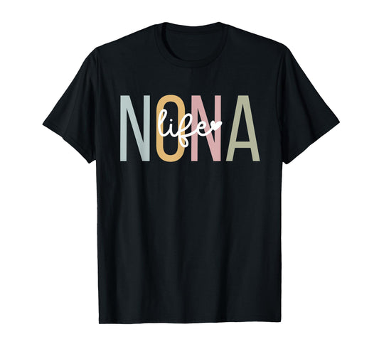 Nona Life Nona Grandma Nona Grandmother T-Shirt, Small, Black