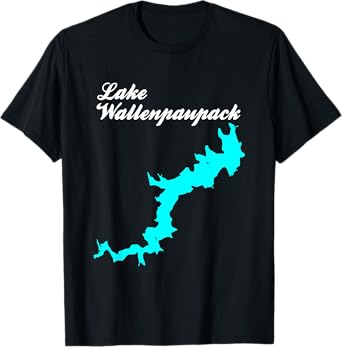Designed by GeoGearCo Lake Wallenpaupack, Pennsylvania Unisex-Adults & Kids T-Shirt, Black, Small, Short Sleeve, Modern, Nature, Hiking,Vacation, Cotton 65%, Polyester 35%