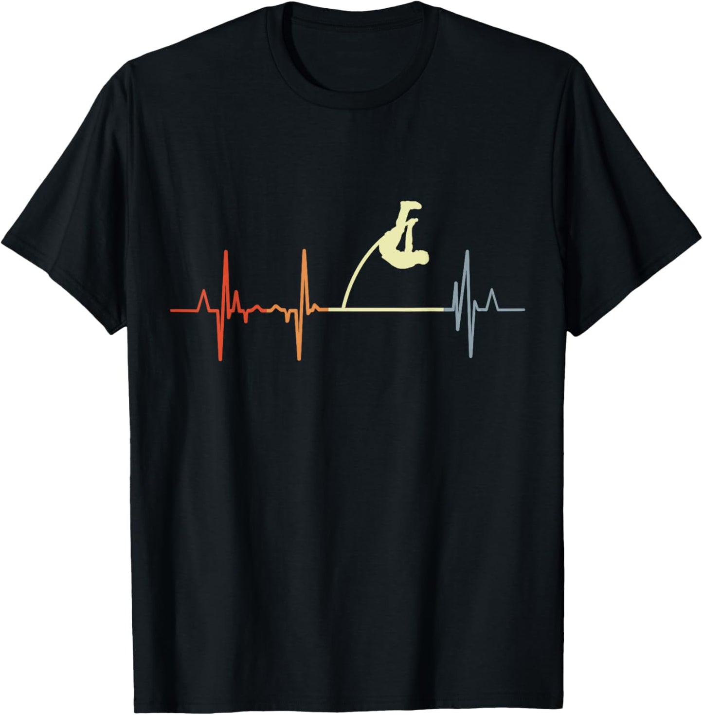 Retro Pole Vault Pulse Line Heart Line T-Shirt