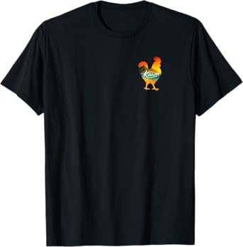 Kauai Rooster Chicken Surf Wave with Coffee Front & Back T-Shirt