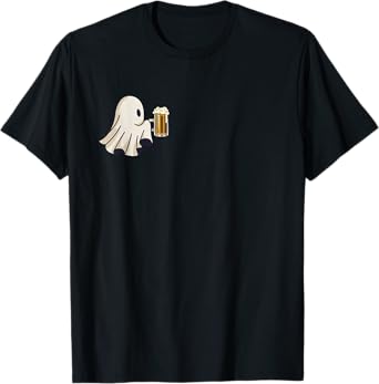 Little Ghost Drinking Beer Funny Halloween Costume Men Women T-Shirt