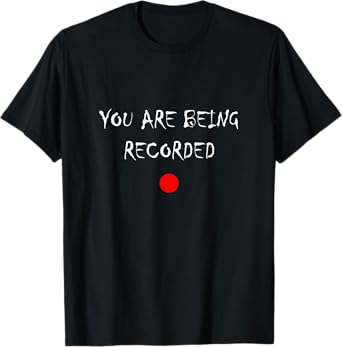 My Boo Matching Halloween Couples Funny You Are Being Recorded Apparel Unisex-Adults T-Shirt, Black, Small, Short Sleeve