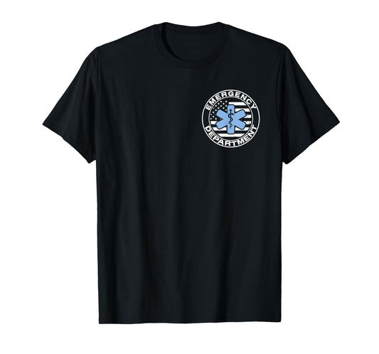 Emergency Department with USA Flag ER Nursing 2 Side T-Shirt