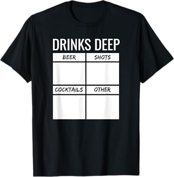 Bachelor Party Drinks Deep Drinking Tally Chart Beer Drinker T-Shirt