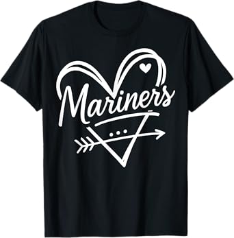 Retro Mariners Heart Arrow Fan Pride Gift for Men Women Kids T-Shirt