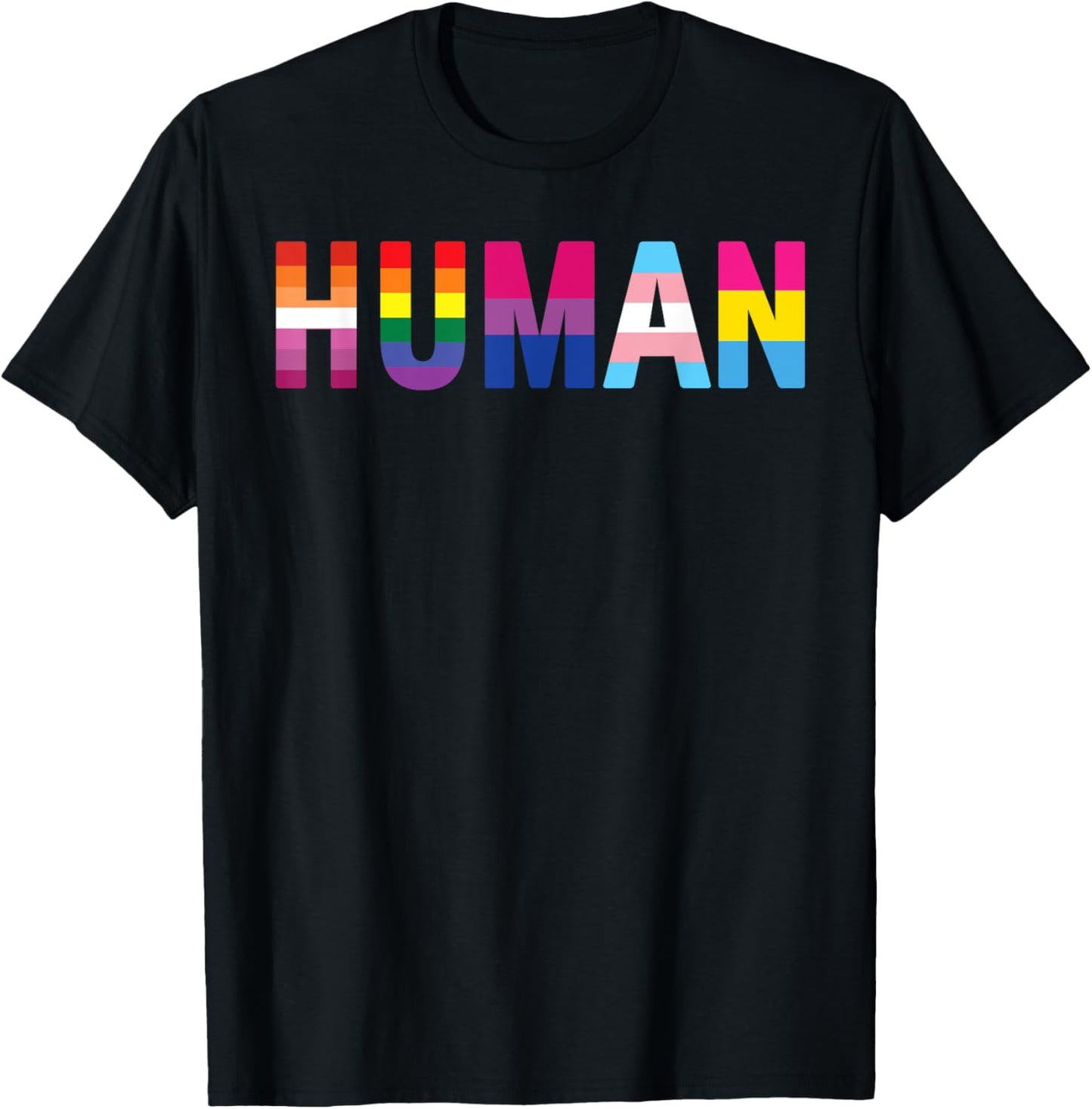 HUMAN LGBTQ Flag Gay Pride Month Lesbian Transgender Ally T-Shirt