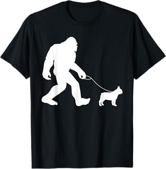 Fun Bigfoot Sasquatch Walking French Bulldog Gag Gift T-Shirt