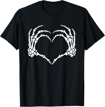 Skeleton Hands Heart Sign Halloween Costume Men Women Kids T-Shirt