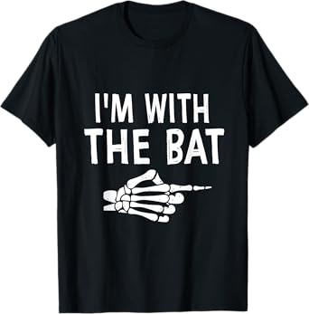I'm With The Bat Funny Matching Couple Halloween Costume T-Shirt