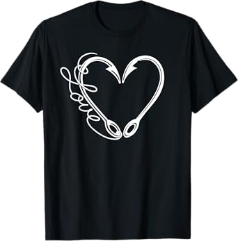 Love Fishing Heart Hooks Line Fisherman Women Men Boys Kids T-Shirt