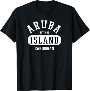 Retro Aruba Caribbean College Jersey Style Graphic Design T-Shirt