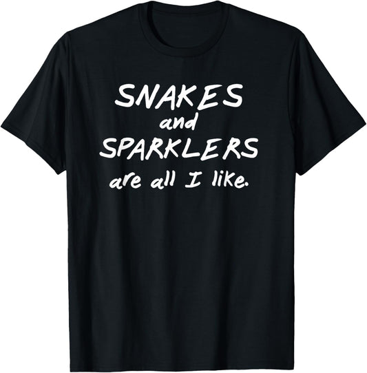 Funny Snakes and Sparklers All I Like 4th of July T Shirt T-Shirt