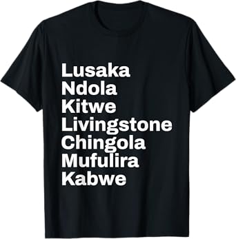 Zambia Cities and Towns Travel T-Shirt