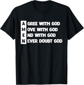 WORTHY WEAR Amen Acronym Agree with God Christian Prayer Closing Unisex Adult T-Shirt, Black, Small