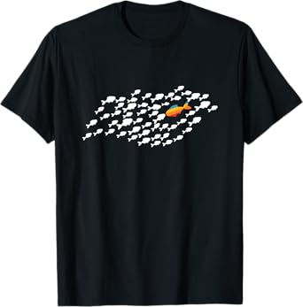 Fish Swimming Against The Current Be Yourself Gift Unisex-Adults, Kids Black Modern Casual T-Shirt