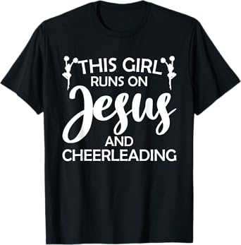 Cool Cheerleader Art For Women Girl Cheerleading Jesus Cheer T-Shirt