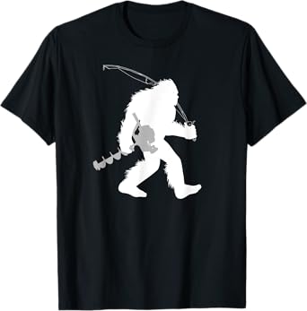 Yeti Bigfoot Ice Fishing T-Shirt, Black, Small, Men's, Short Sleeve, Classic Fit, Casual Classic, Fish Theme, Fishing Occasion