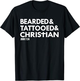 Bearded Tattooed Christian Funny Beard Tattoo Tats T-Shirt