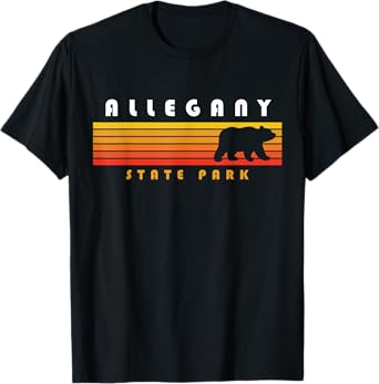 Allegany State Park Camping New York Bear Retro T-Shirt