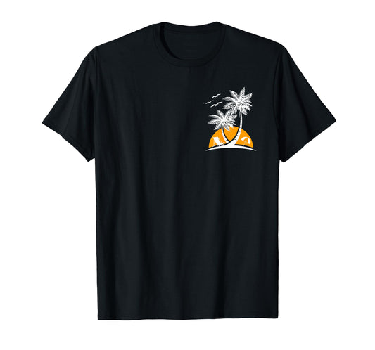 Minimalist Palm Tree Tropical Beach Sunset Summer Vacation T-Shirt