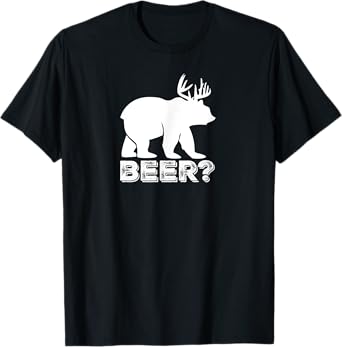 Funny T | Antlered Bear | Beer Drinking Tee Shirt Gift