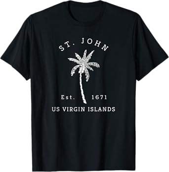 Original St. John Virgin Islands Palm Tree Novelty Art T-Shirt