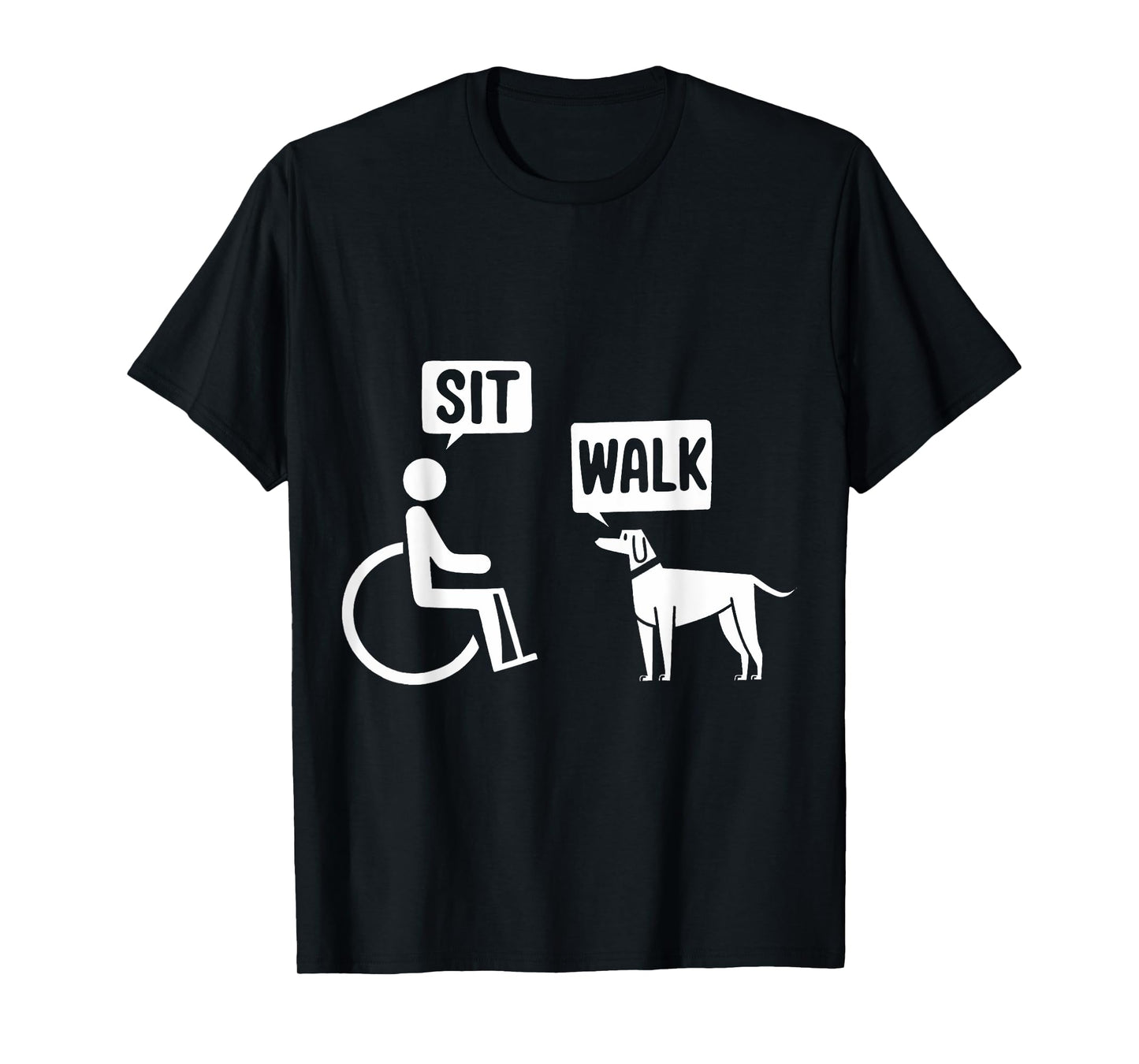 Wheelchair Dog Funny Humor Sit Walk Joke Disability T-Shirt