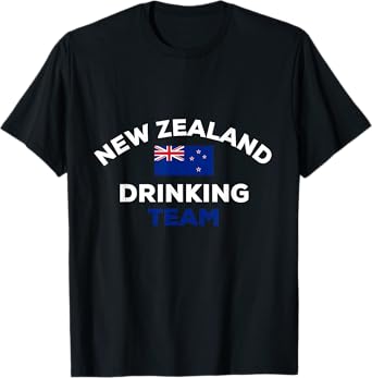 New Zealand Drinking Team Flag Funny Beer Party T-Shirt